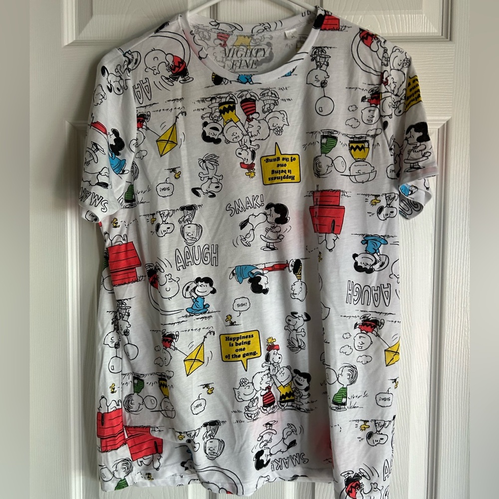 Mighty Fine Peanuts Comic Strip Short Sleeve Tee - White/Multicolor